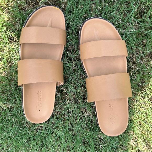 Madewell The Charley double strap slide leather sandal in Desert Camel Sz-10.5 I - Picture 8 of 14